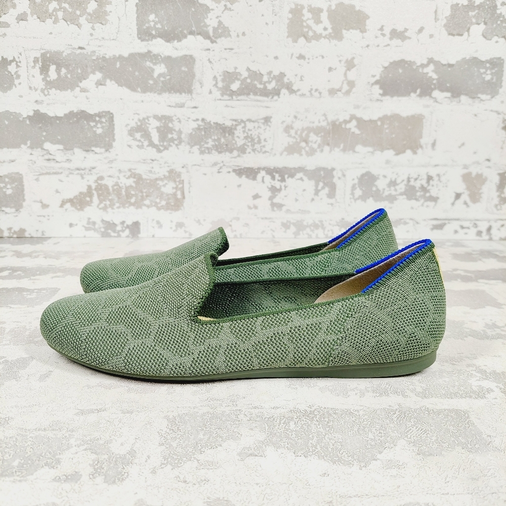 New Rothy's The Flat Safari Green Sage Giraffe Round Toe Slip On Loafers  E68